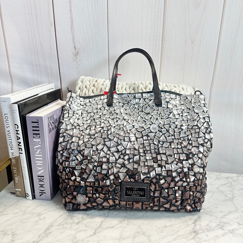 Valentino Silver and Brown Mosaic tote